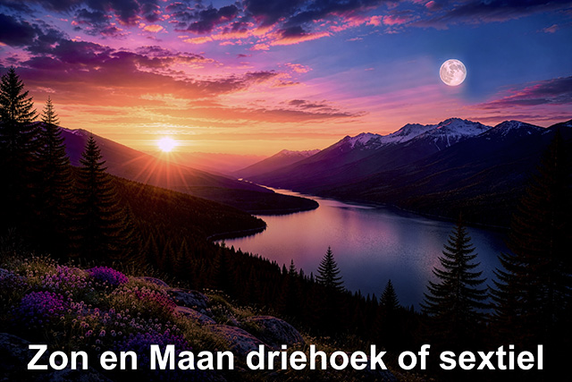 Zon en Maan driehoek of sextiel